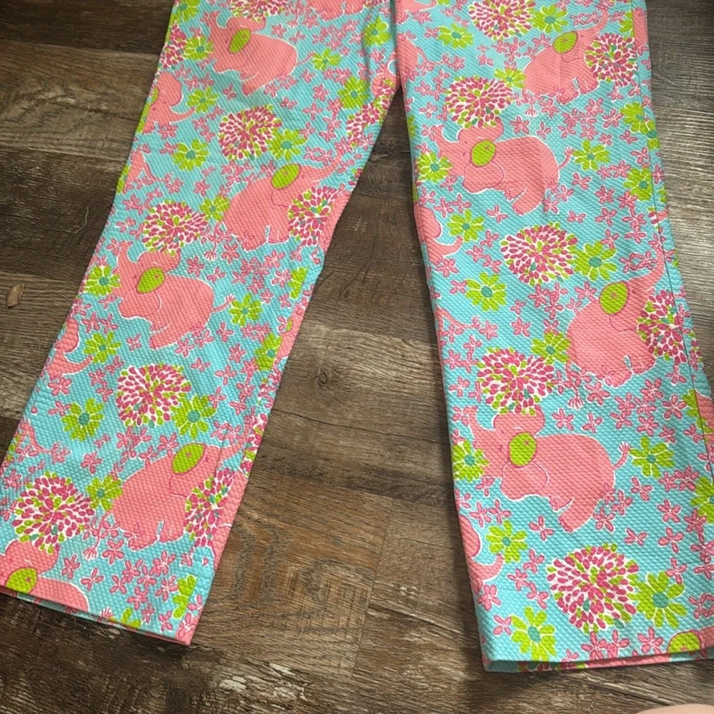 Lily Pulitzer Vintagd Elephant Print Capri Pants size 12 94% cotton 6% Spandex. - Picture 8 of 14